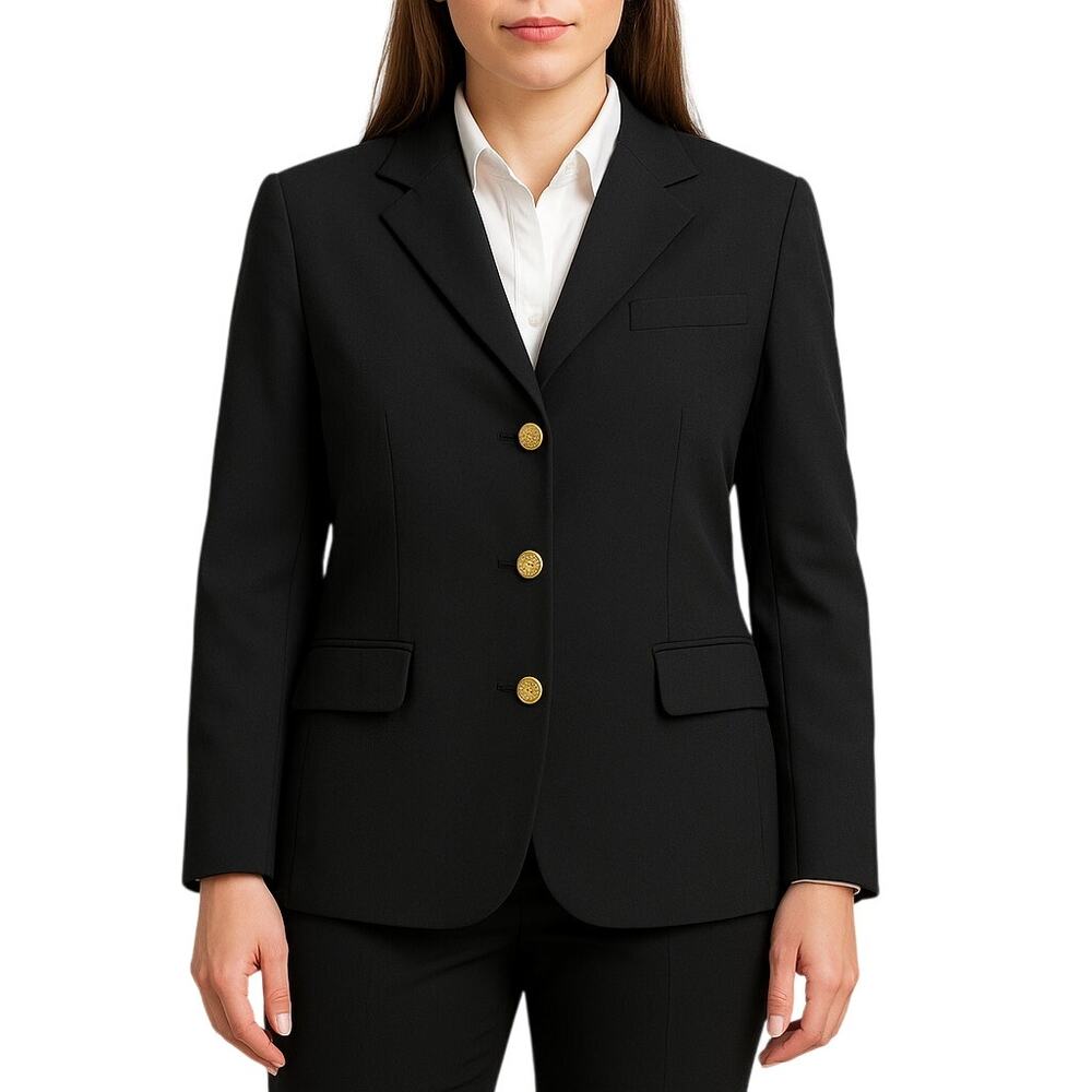 L.L.Bean Women’s 16P Black Blazer 3-Button Gold Buttons Jacket
